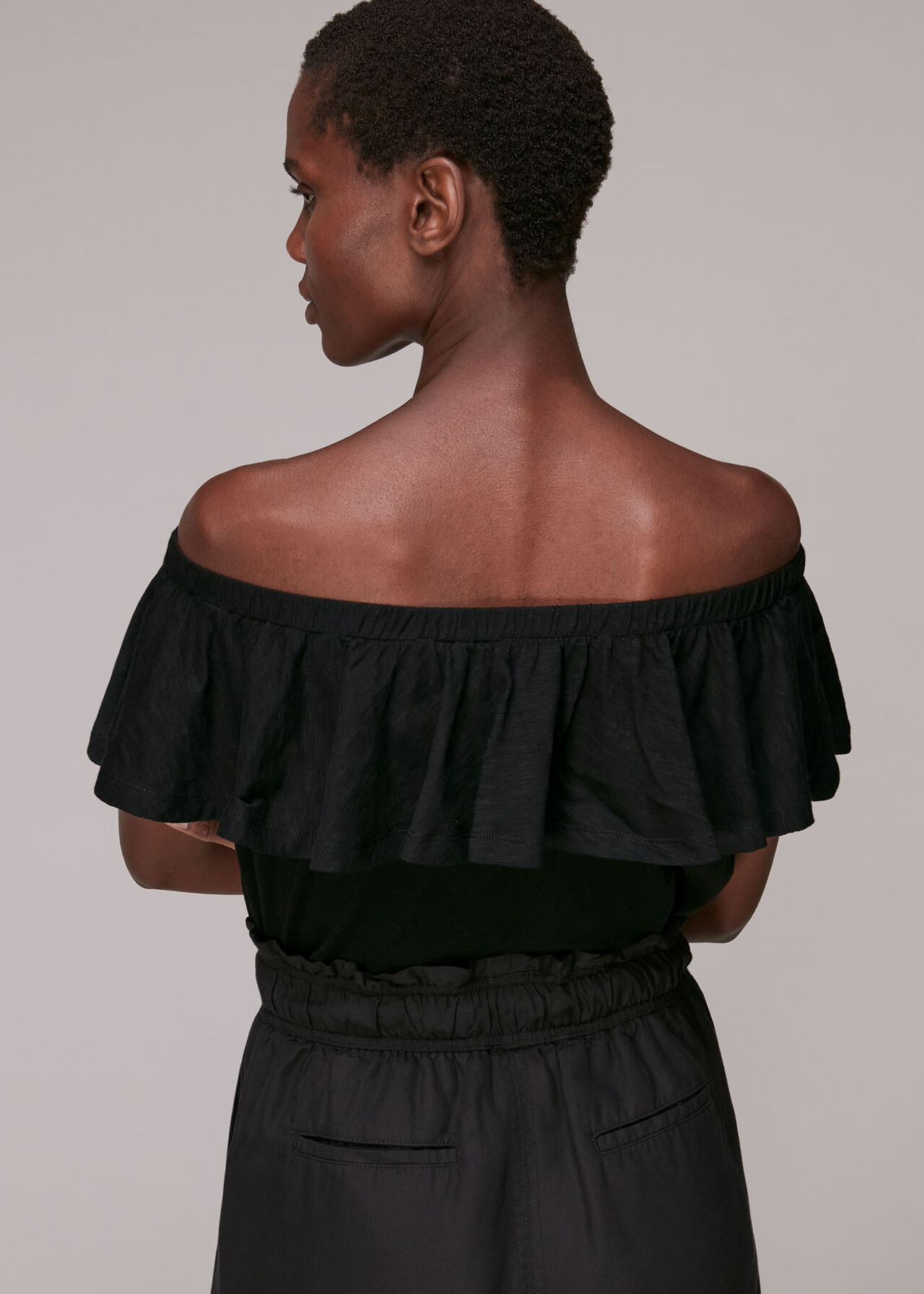 Frill Neck Bardot Top