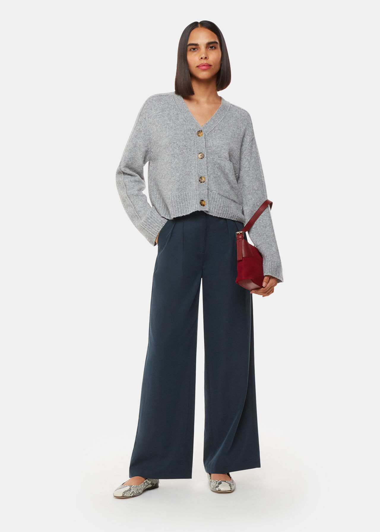 Whistles Wool Mix Pocket Cardigan