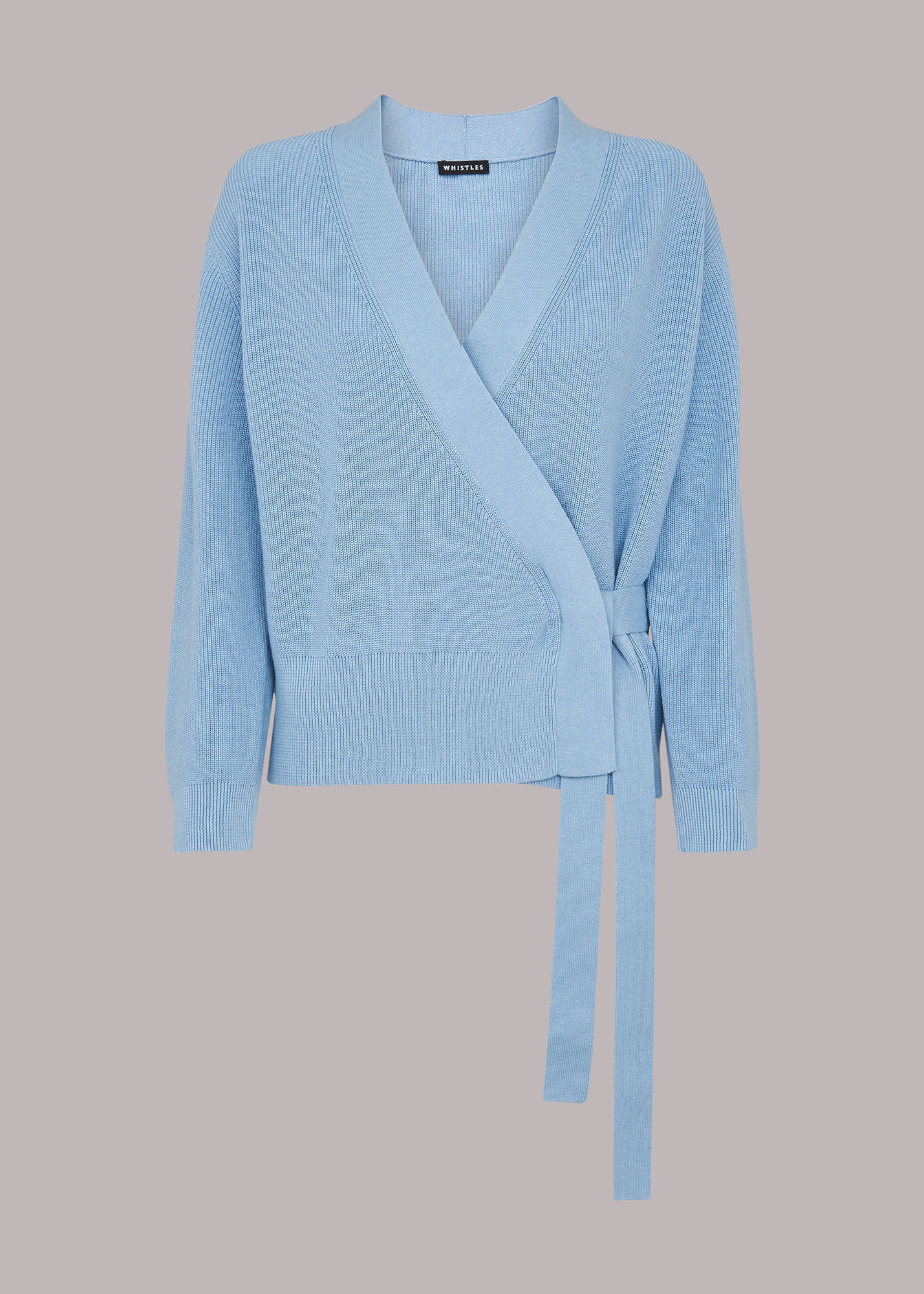 Light blue wrap sweater clearance