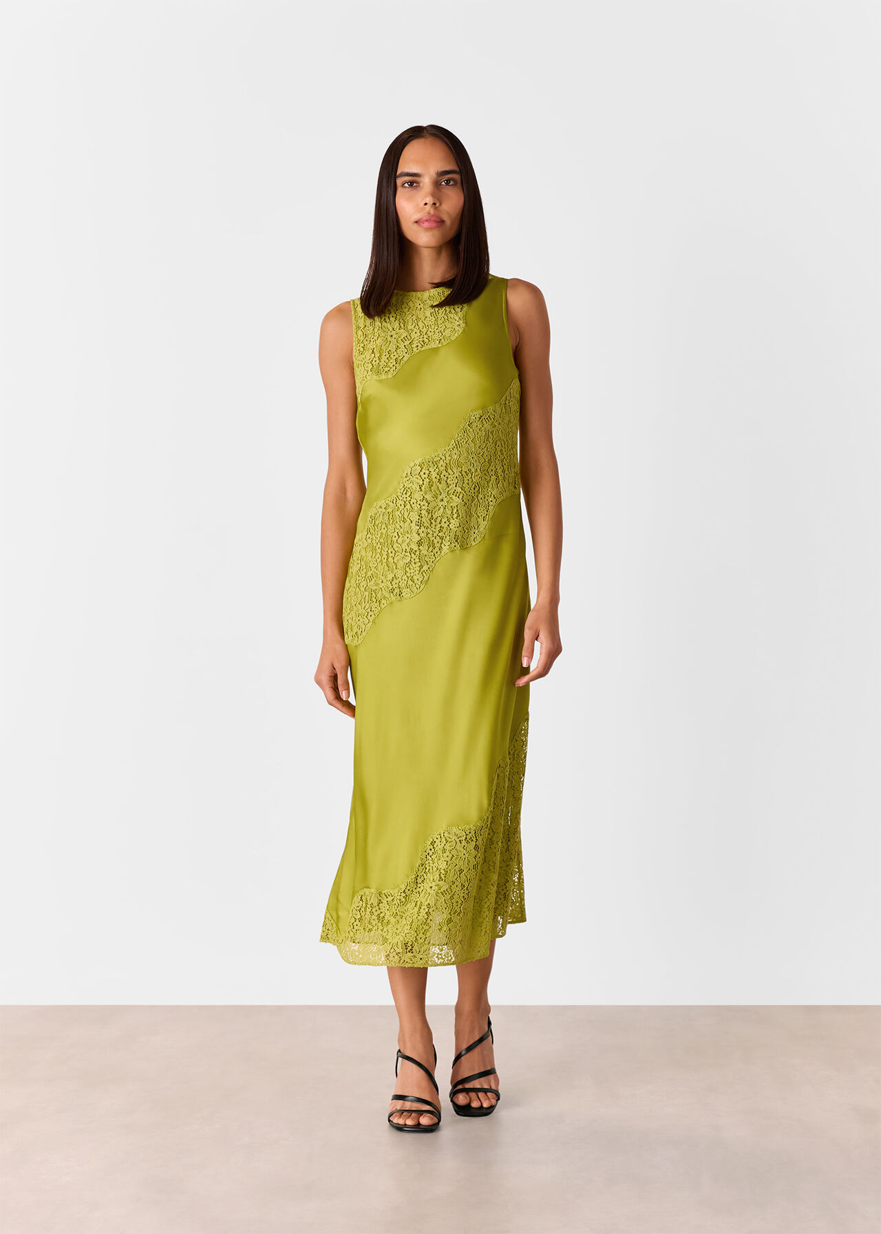 Lace Insert Midi Dress