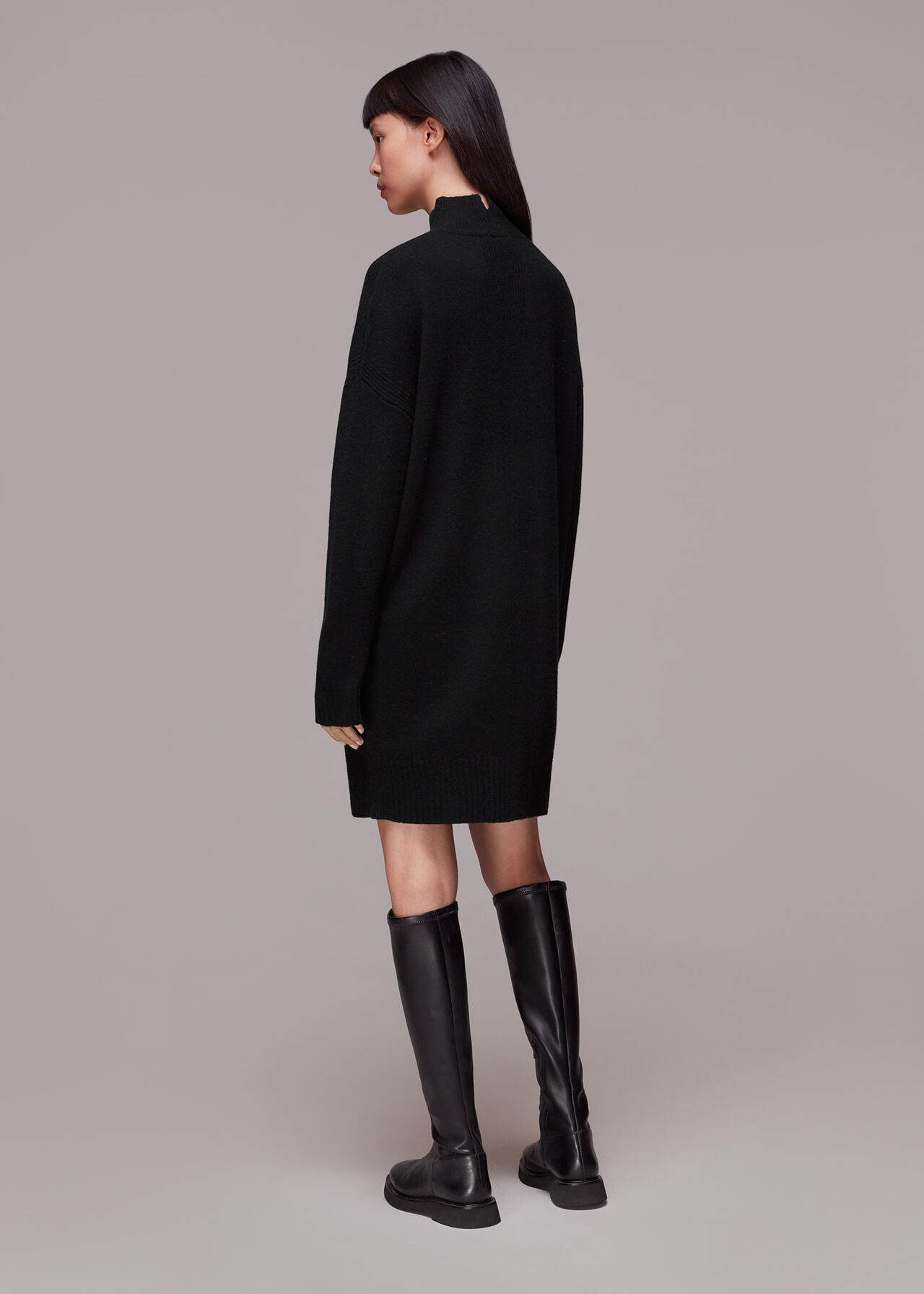 Black Funnel Neck Knit Dress WHISTLES Whistles