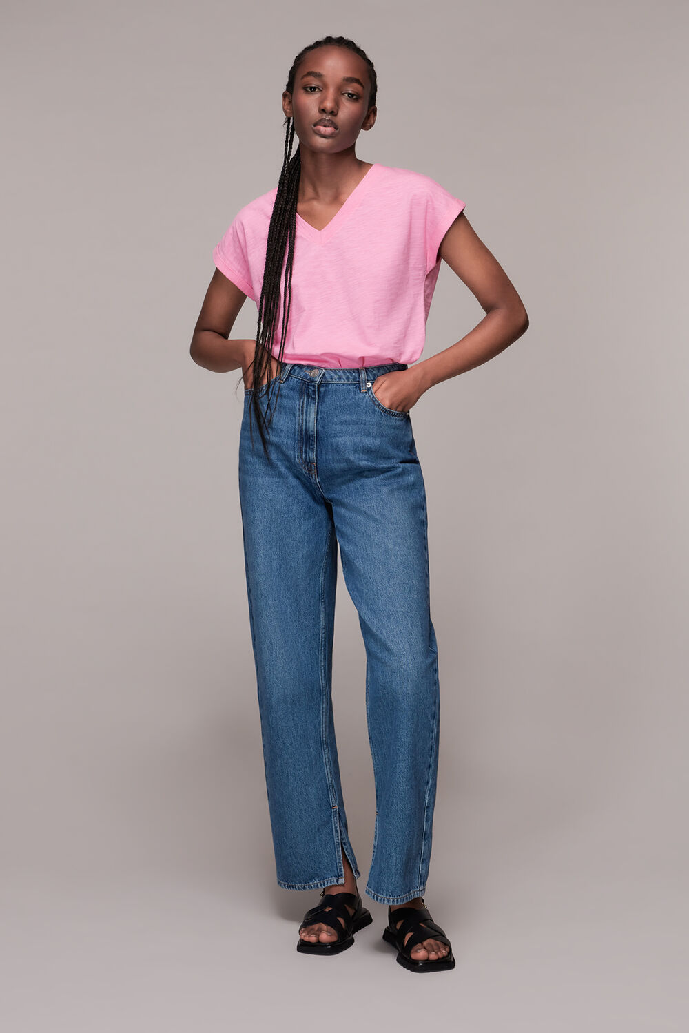 Willa V Neck Cap Sleeve Tee