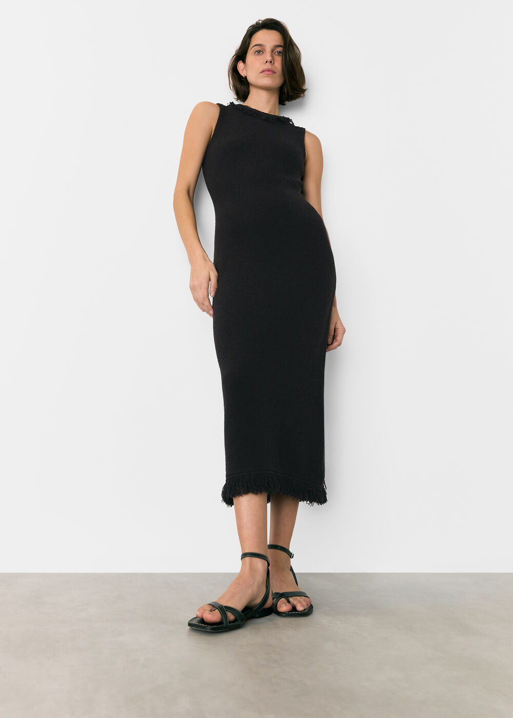 Fringe Detail Knitted Dress