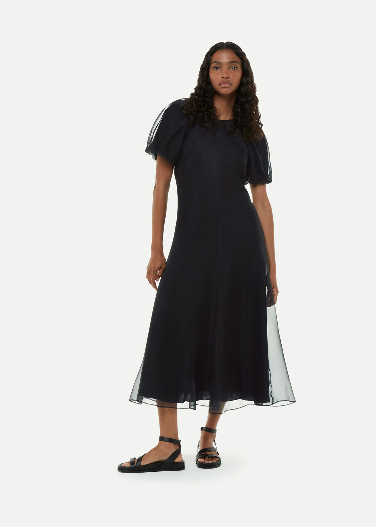 Organza Silk Puff Sleeve Dress