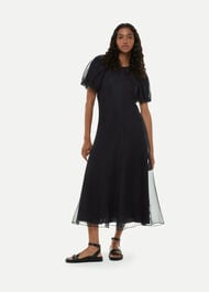 Organza Silk Puff Sleeve Dress