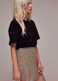 Petite Dashed Leopard Mini Bias Skirt