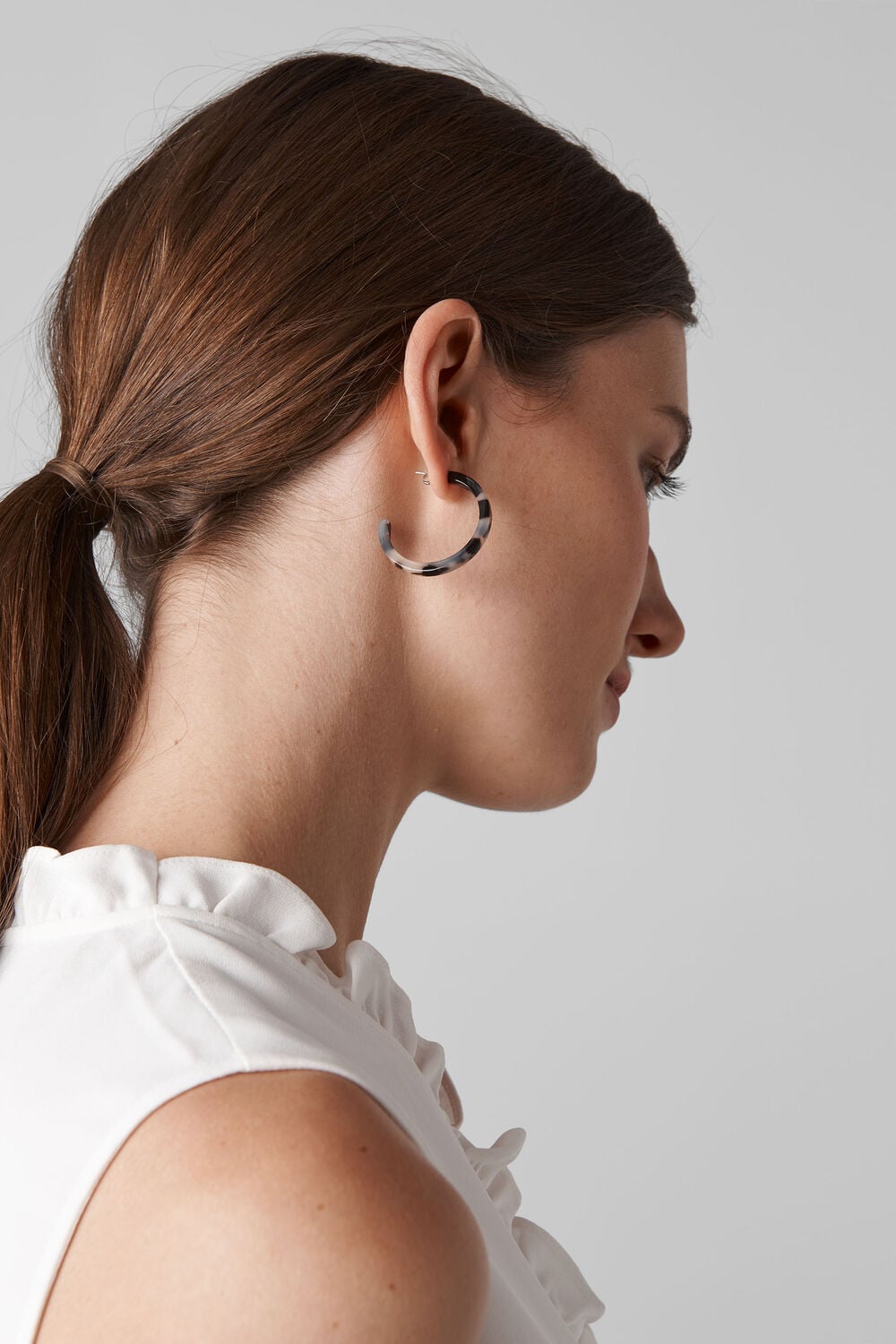 Tort Resin Hoop Earring Cream/Multi