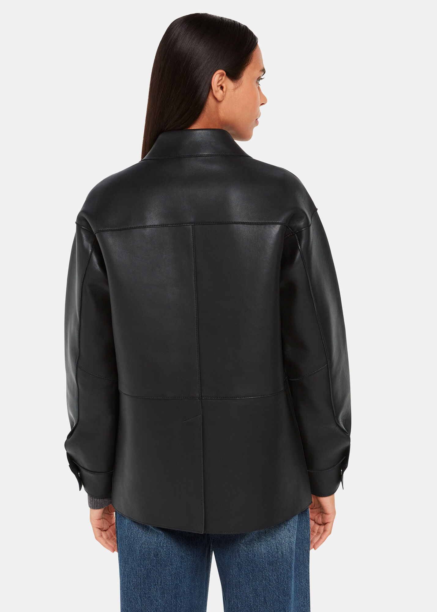 Whistles clean collarless leather cheap jacket