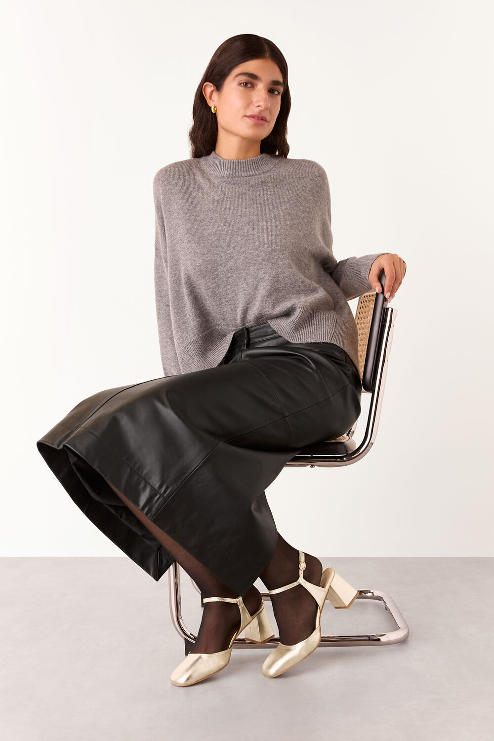 Gold Matilda Block Heel Shoe