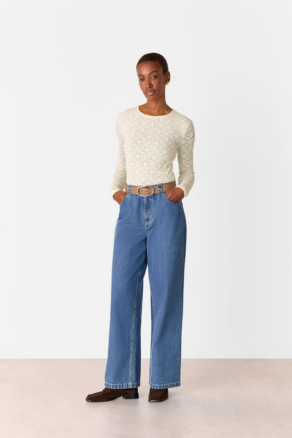 Jersey Lace Long Sleeve Top