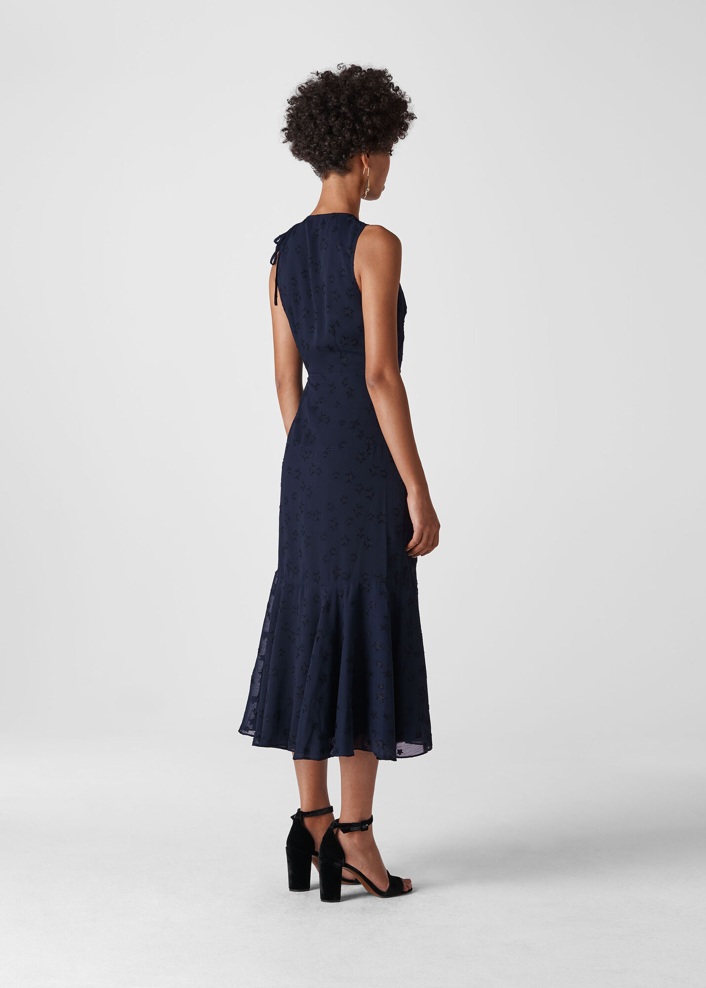 Navy Adriane Star Jacquard Dress WHISTLES