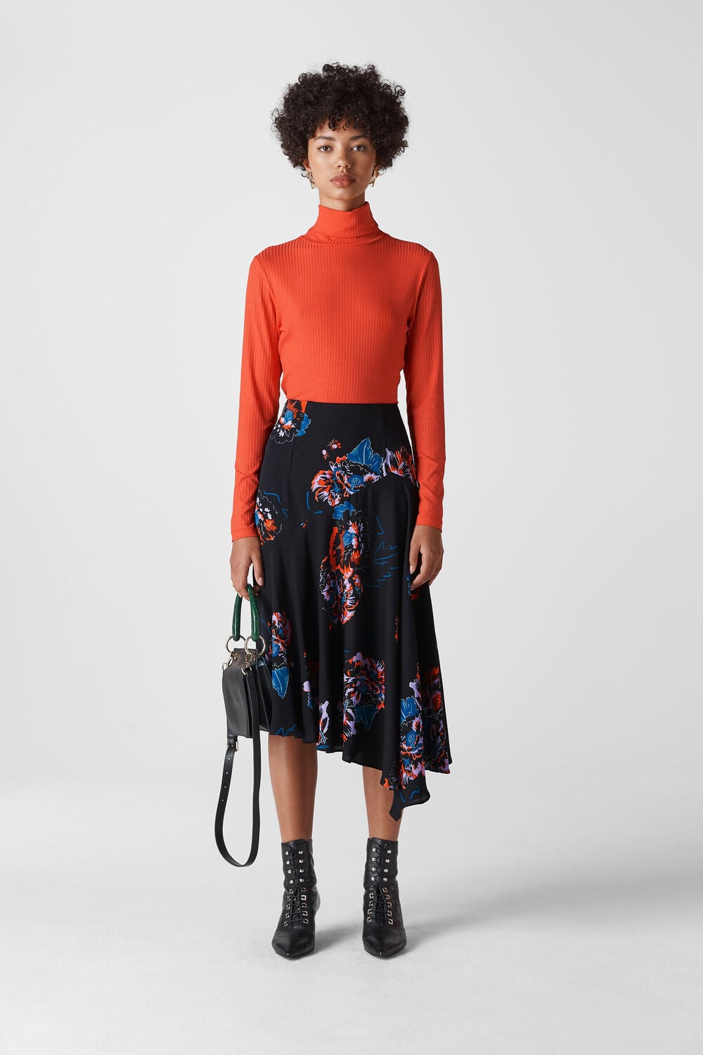 Freya Print Asymmetric Skirt Black/Multi