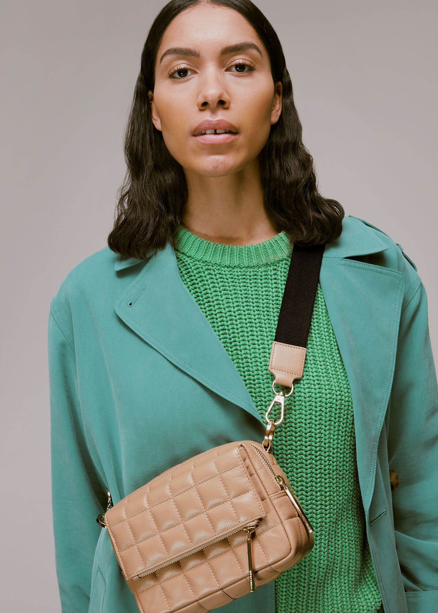 Beige Quilted Bibi Crossbody Bag WHISTLES