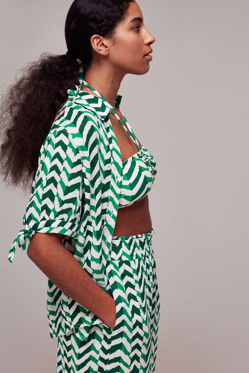 Chevron Tie Sleeve Beach Shirt