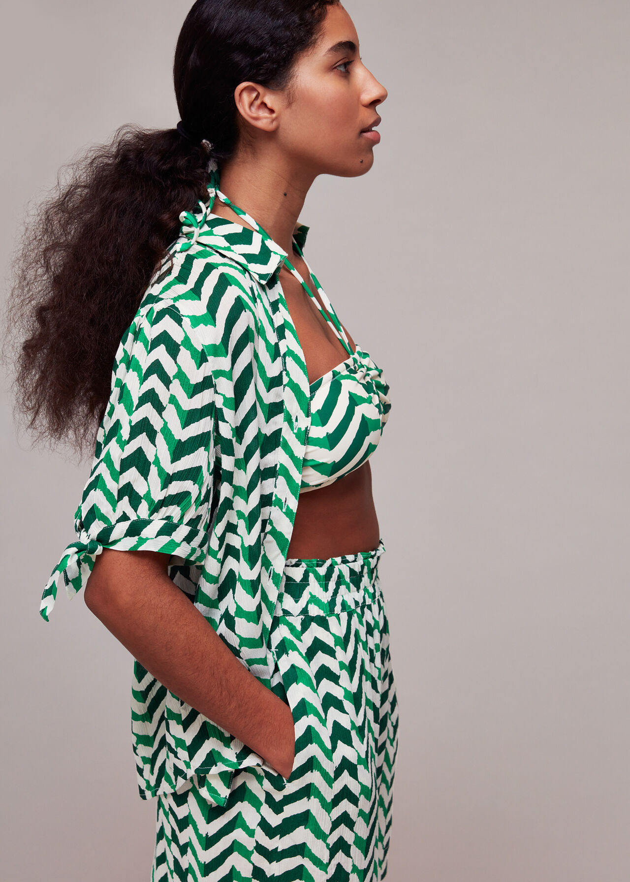 Chevron Tie Sleeve Beach Shirt