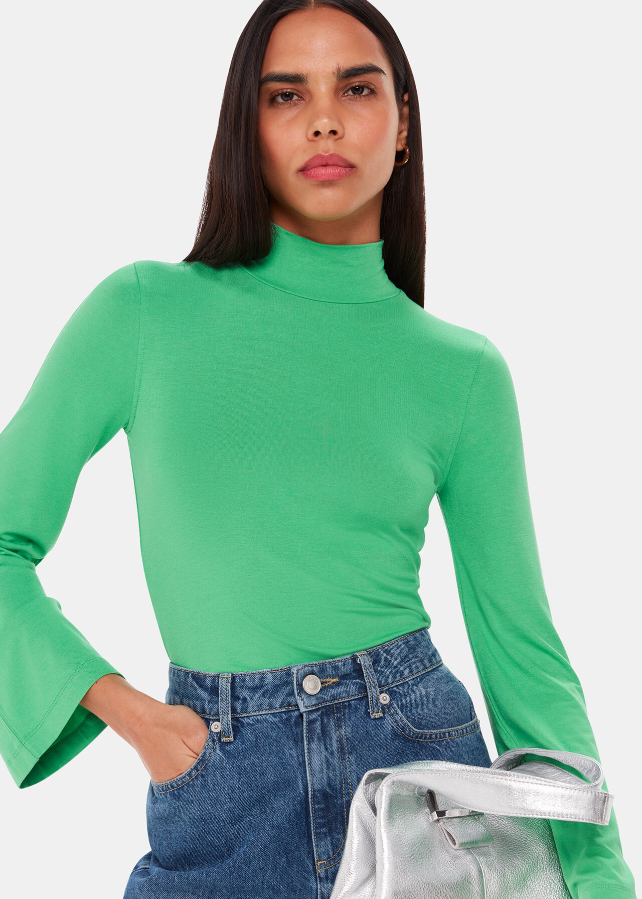 Wide Sleeve High Neck Top