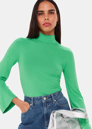 Wide Sleeve High Neck Top
