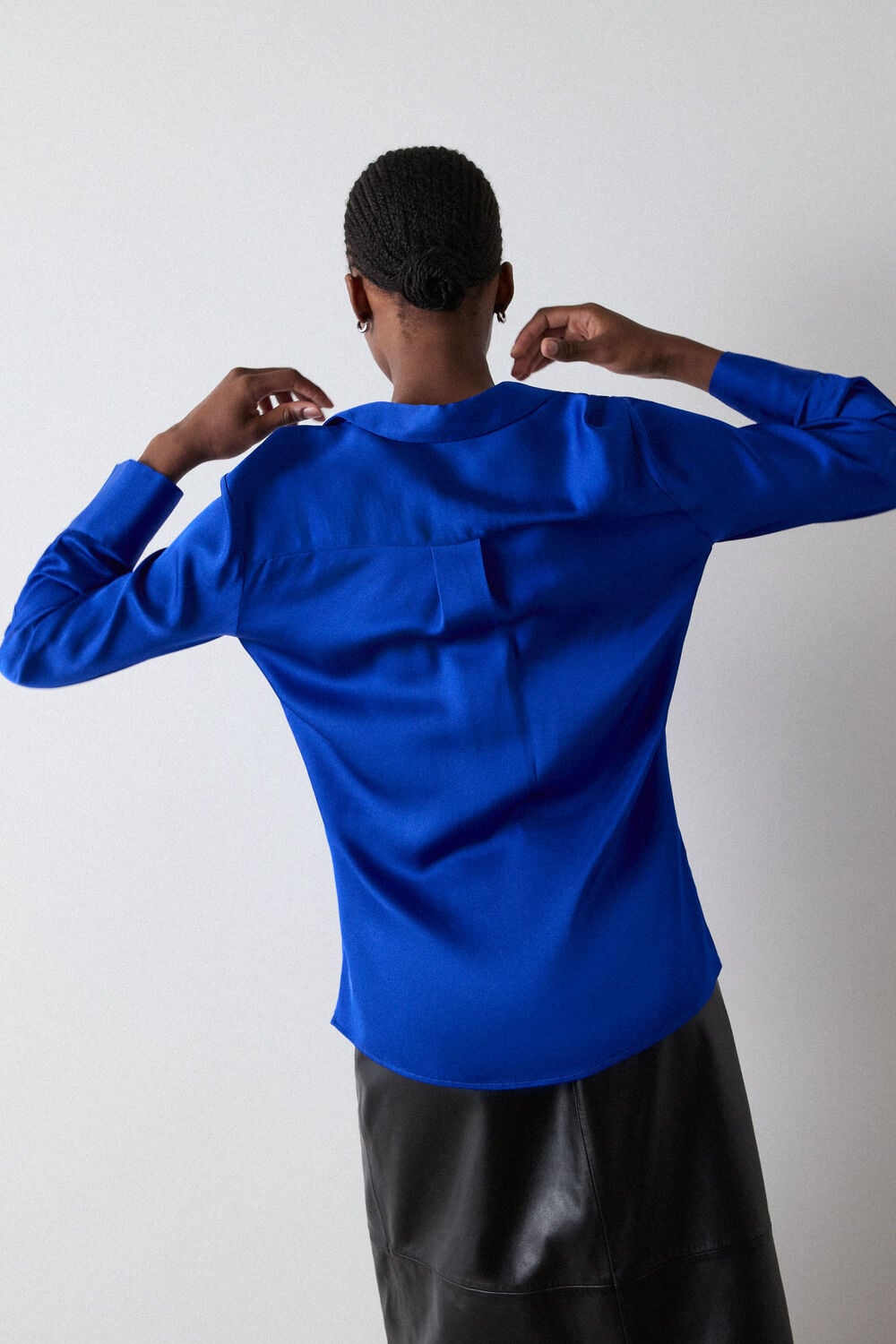 Satin Viscose Collared Shirt