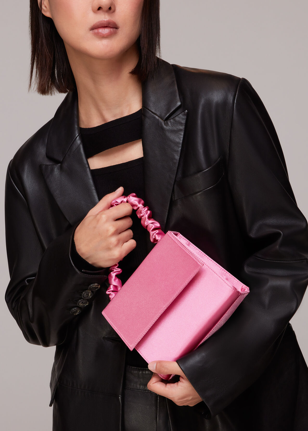 Pink Payton Satin Top Handle Bag | WHISTLES