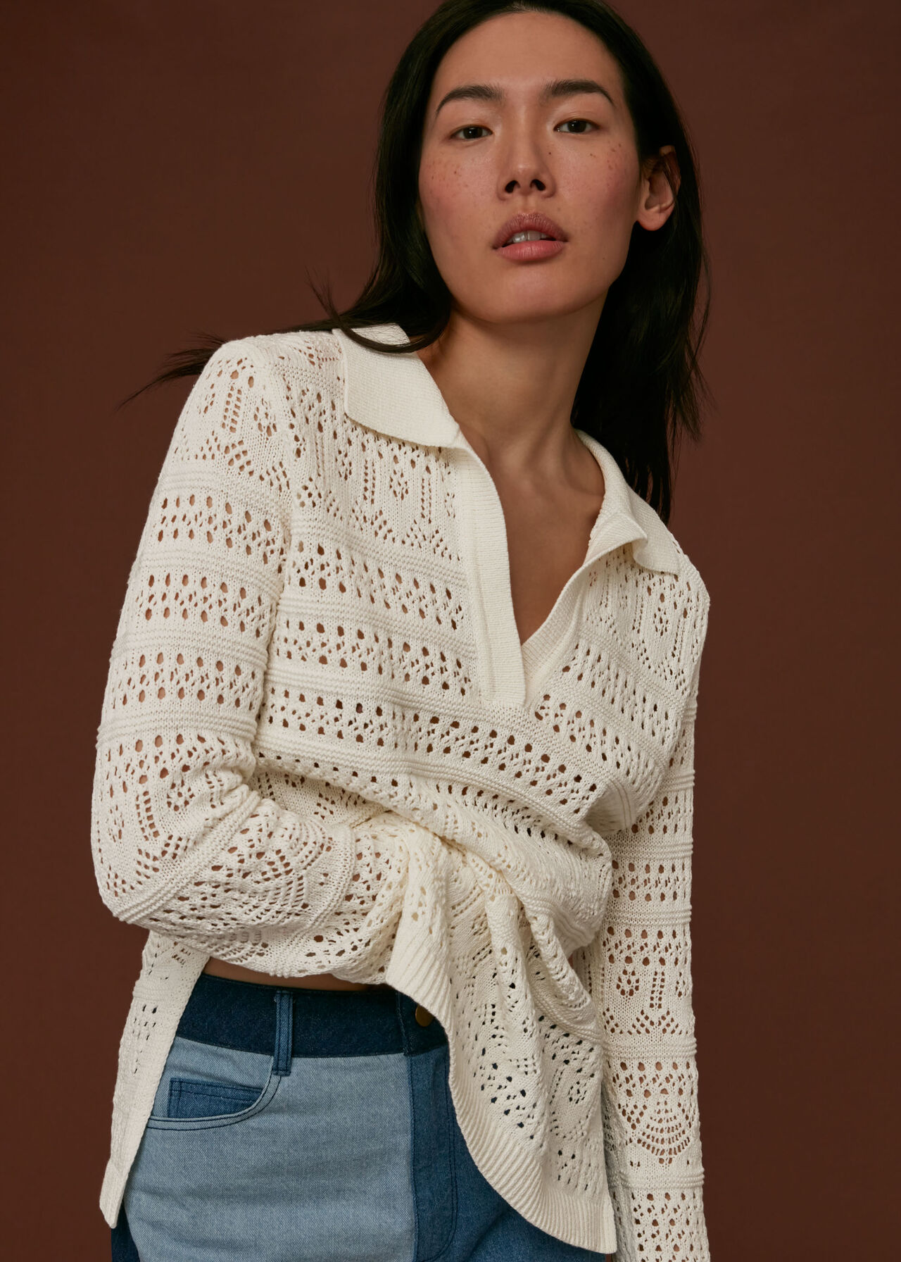 Crochet Collar Detail Top