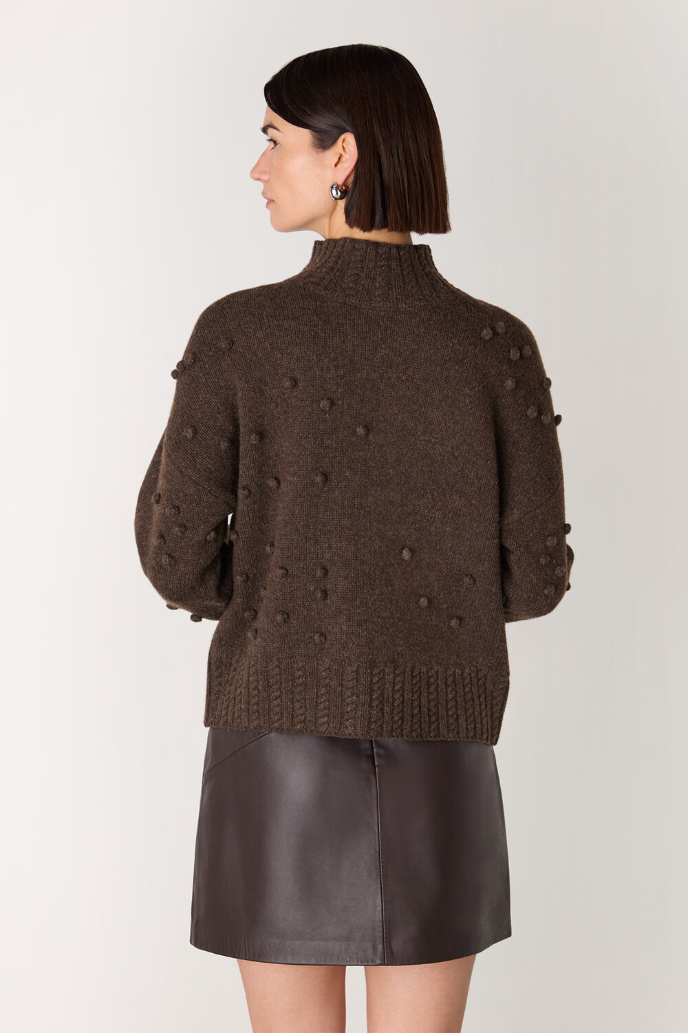 Brown Wool Irregular Bobble Knit