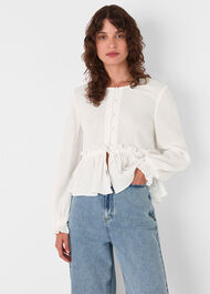 Cotton Frill Peplum Blouse