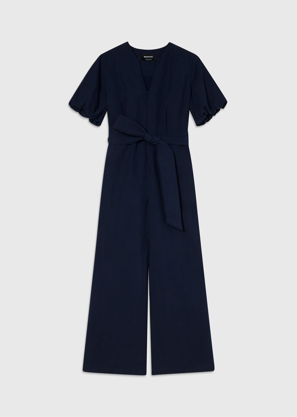 Linen Blend Tie Waist Jumpsuit