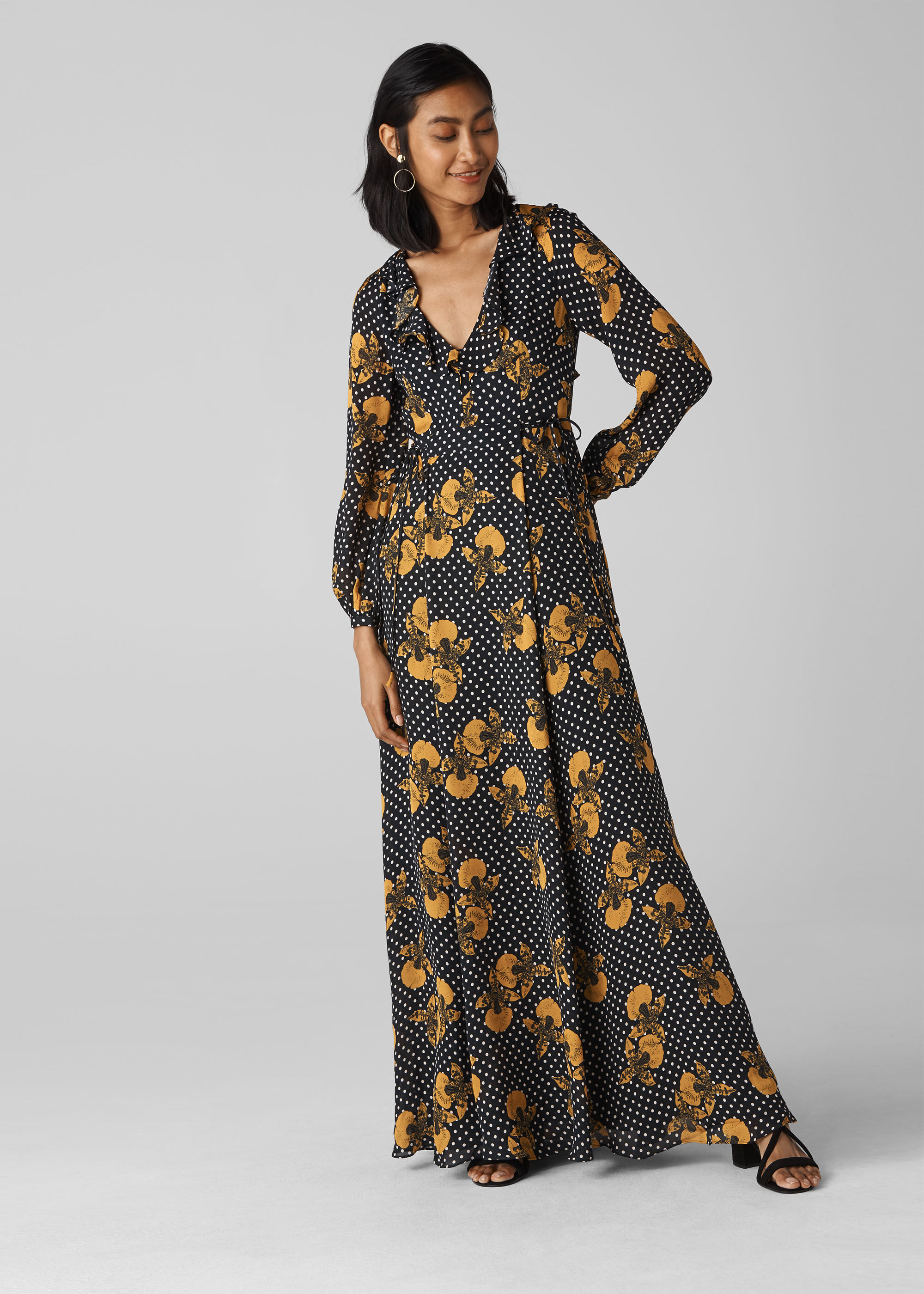 yellow flower maxi dress