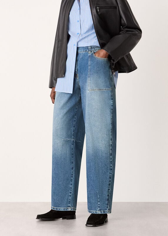 Denim Elasticated Waist Barrel Jean