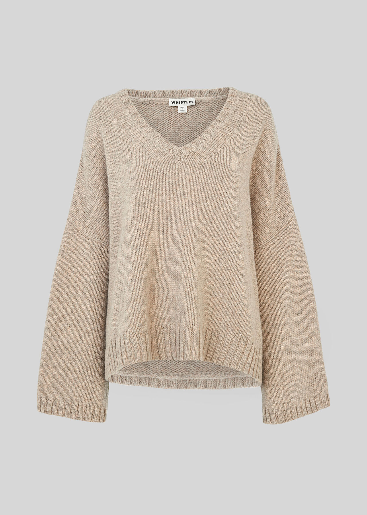 Oversized V Neck Wool Knit Neutral