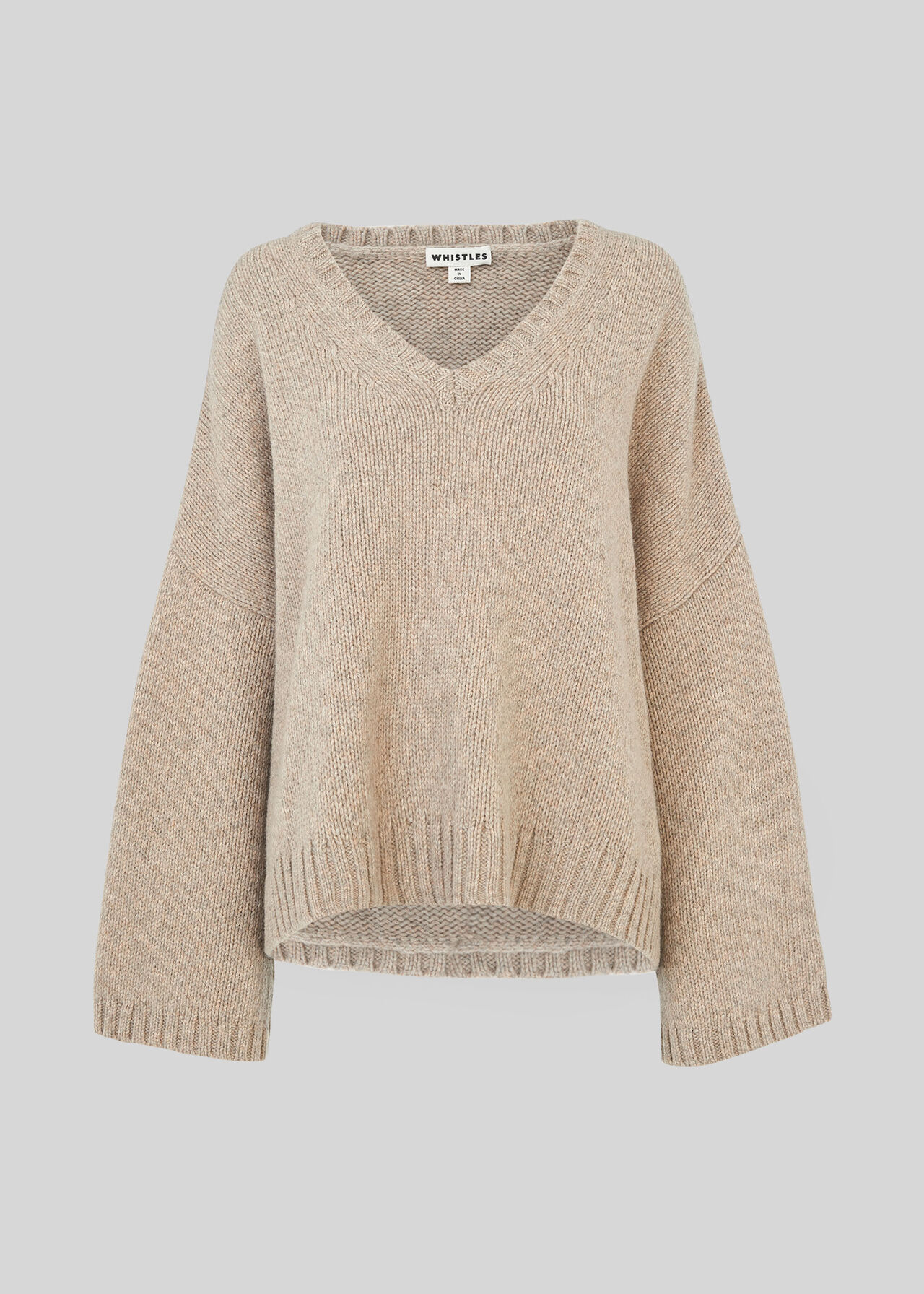 Oversized V Neck Wool Knit Neutral