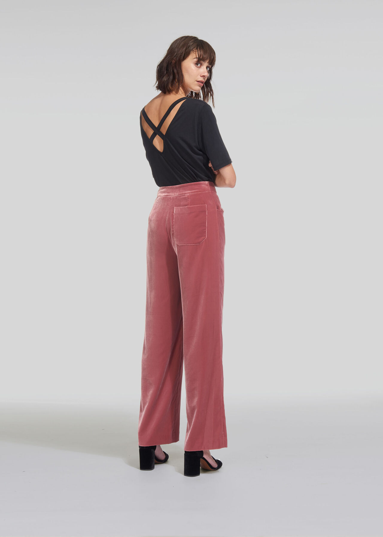 Corinna Velvet Trouser Pink