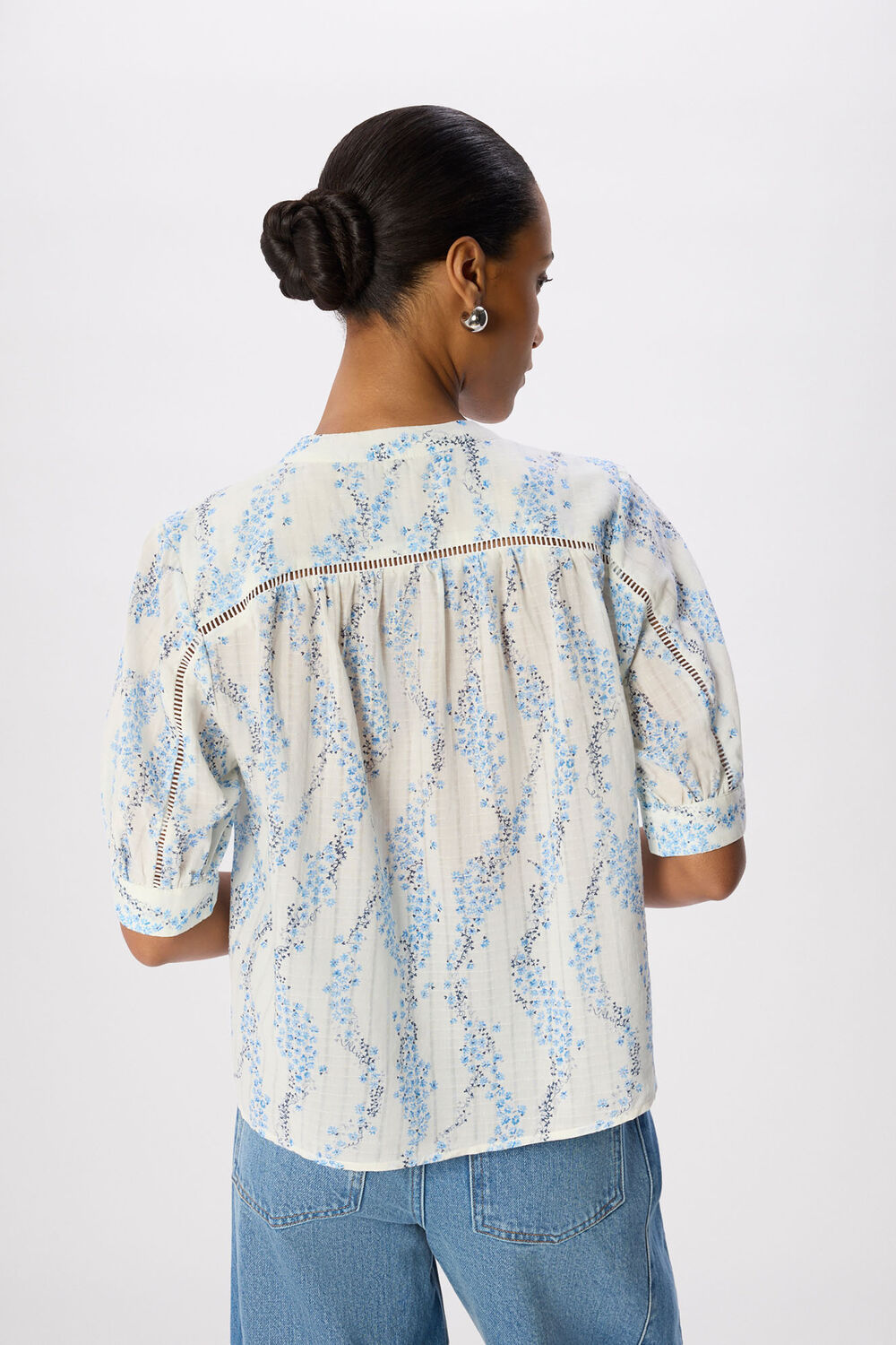 Blue Ditsy Stem Textured Shirt