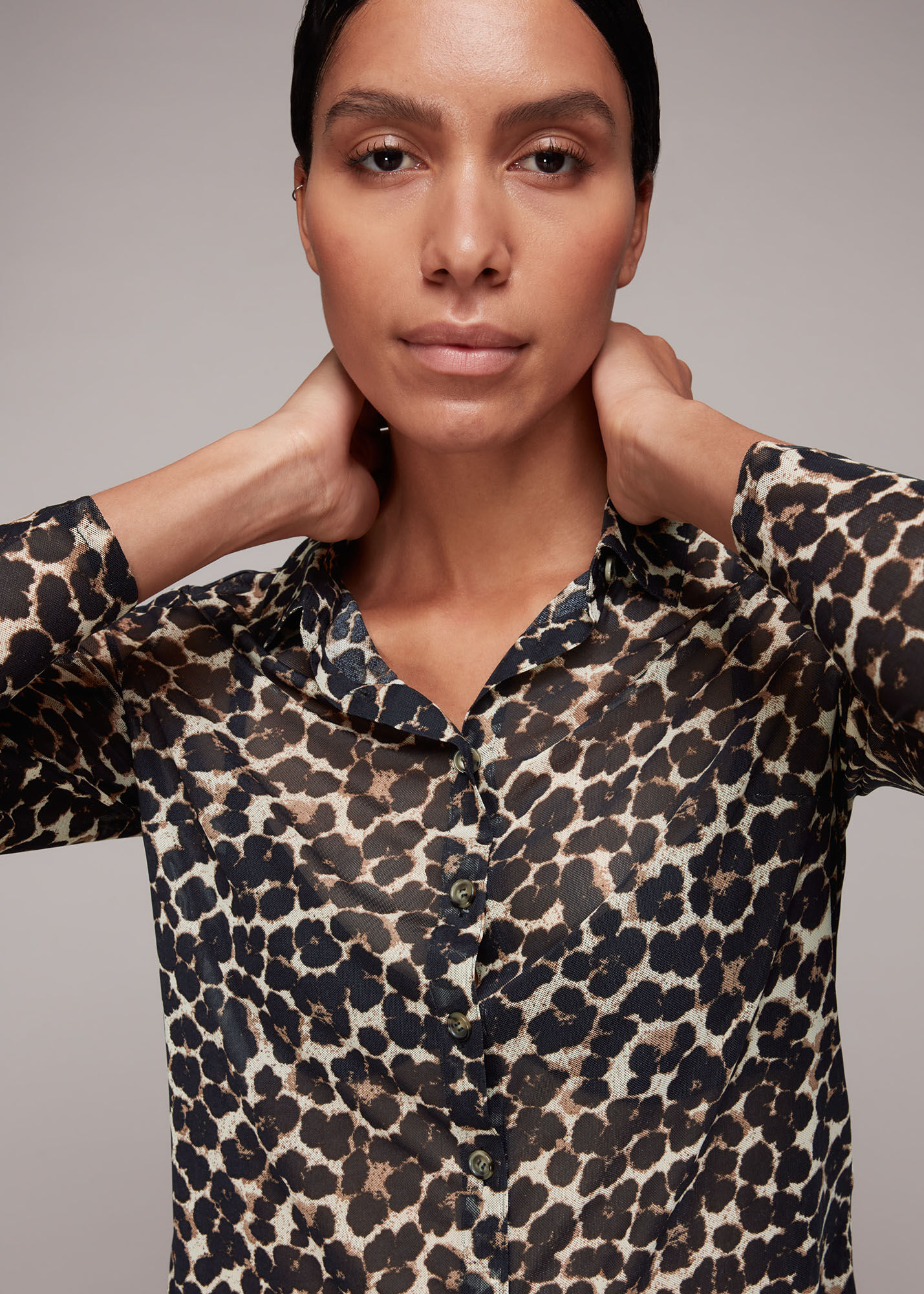 Multicolour Smudge Animal Mesh Shirt 