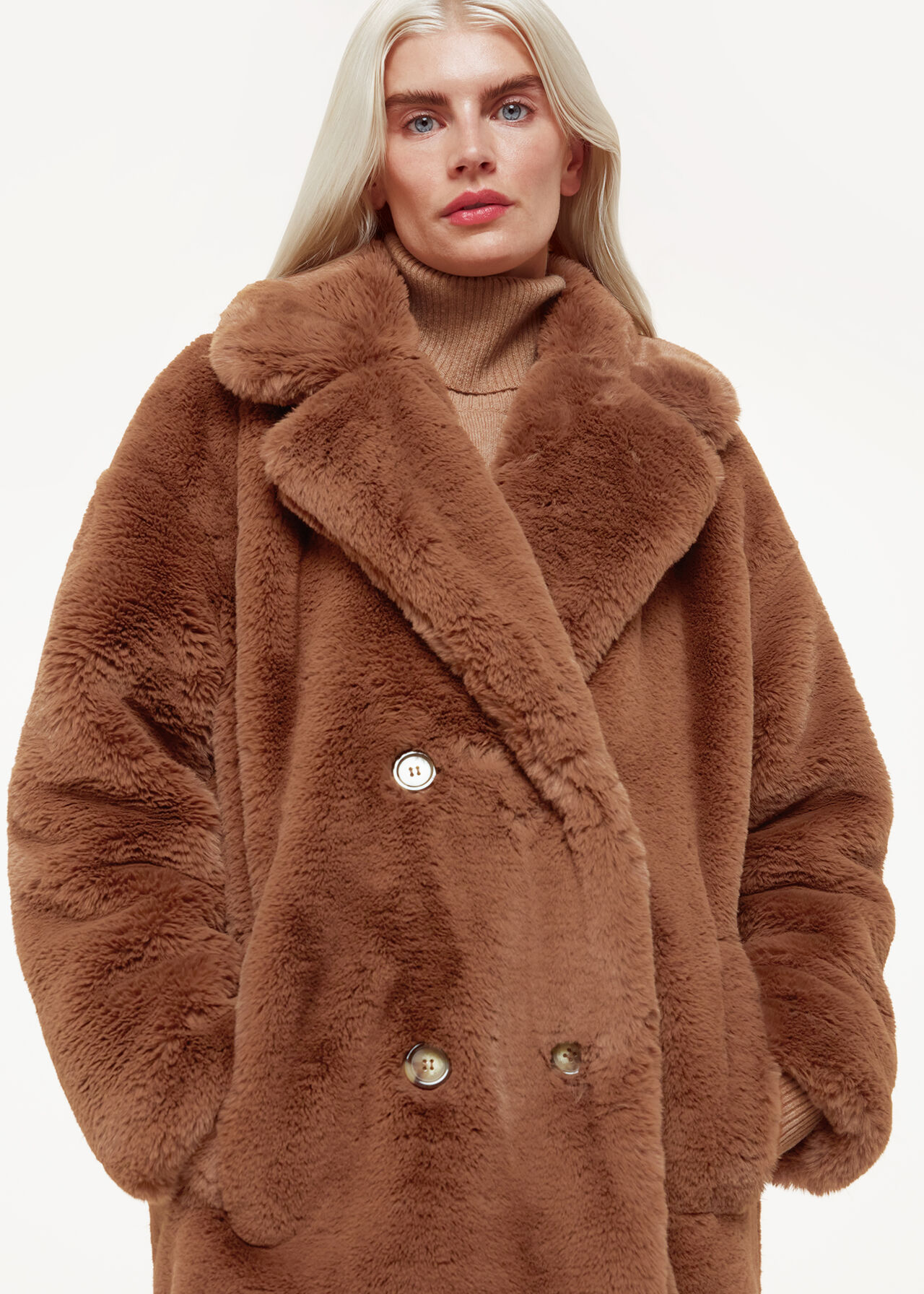 Petite Teddy Faux Fur Coat