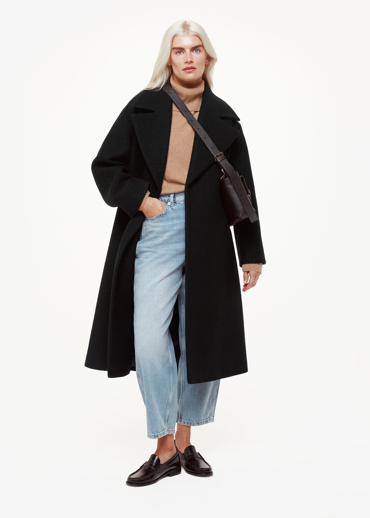 Petite wool shop wrap coat
