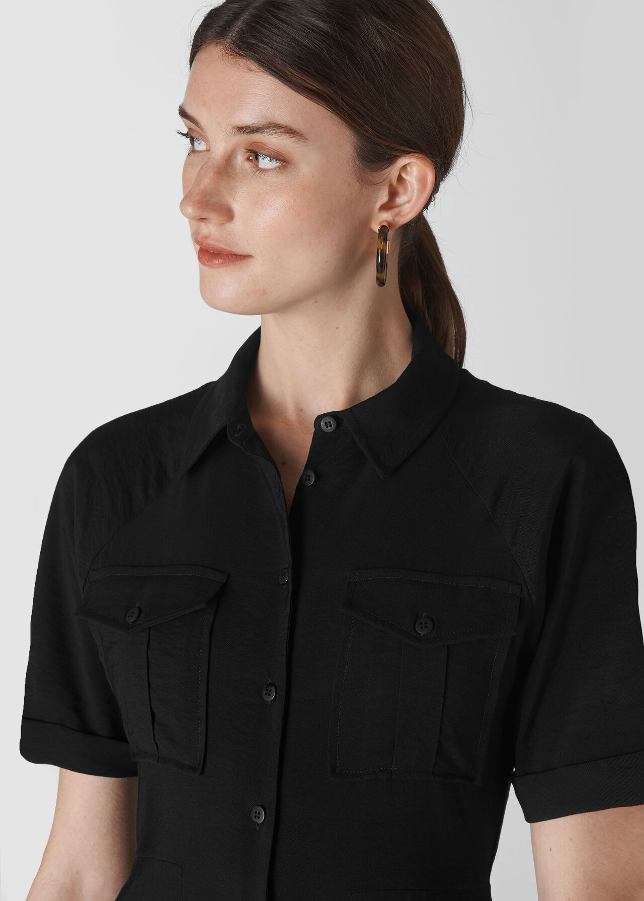 Maria Pocket Longline Dress Black