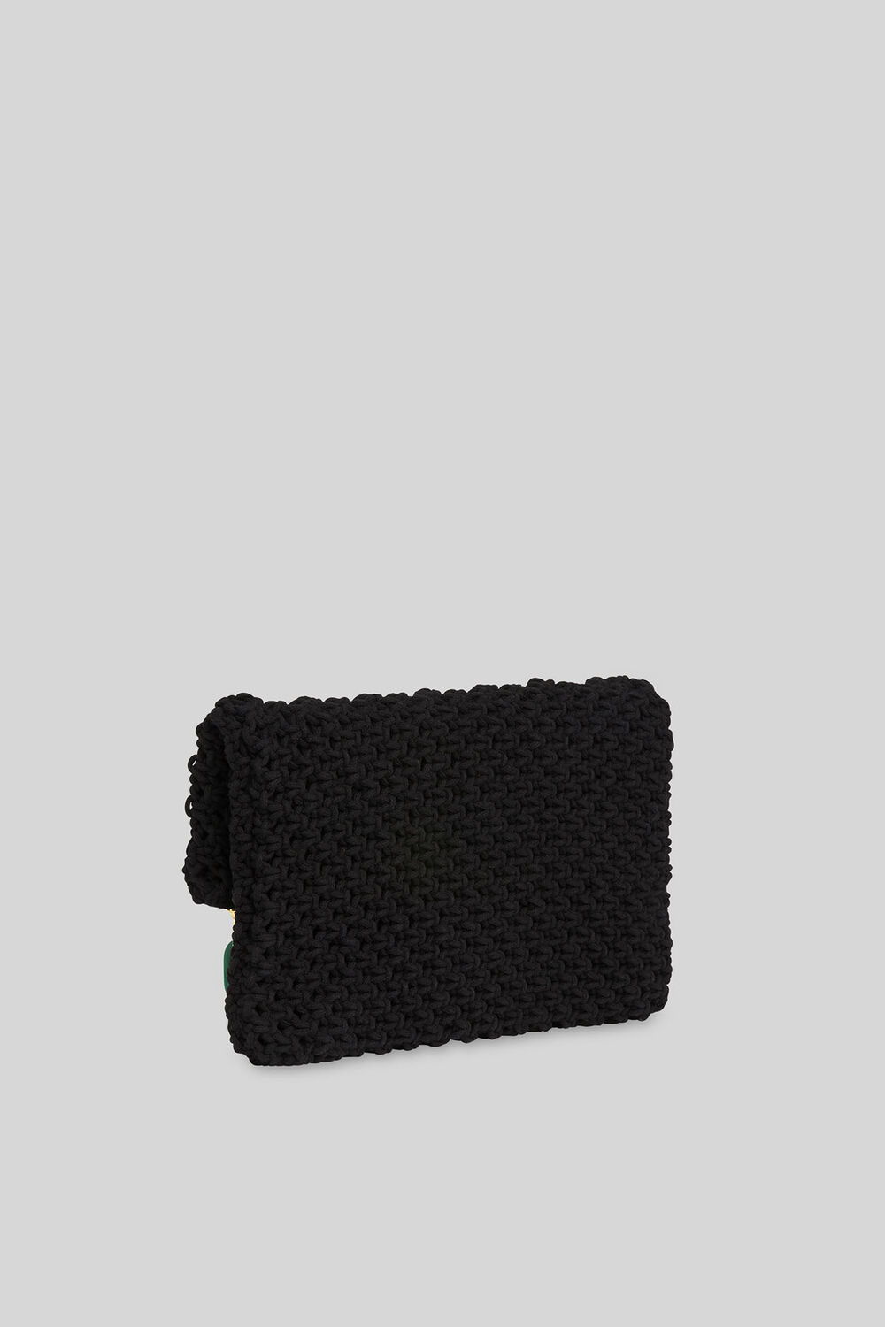 Macrame Resin Zip Clutch Black