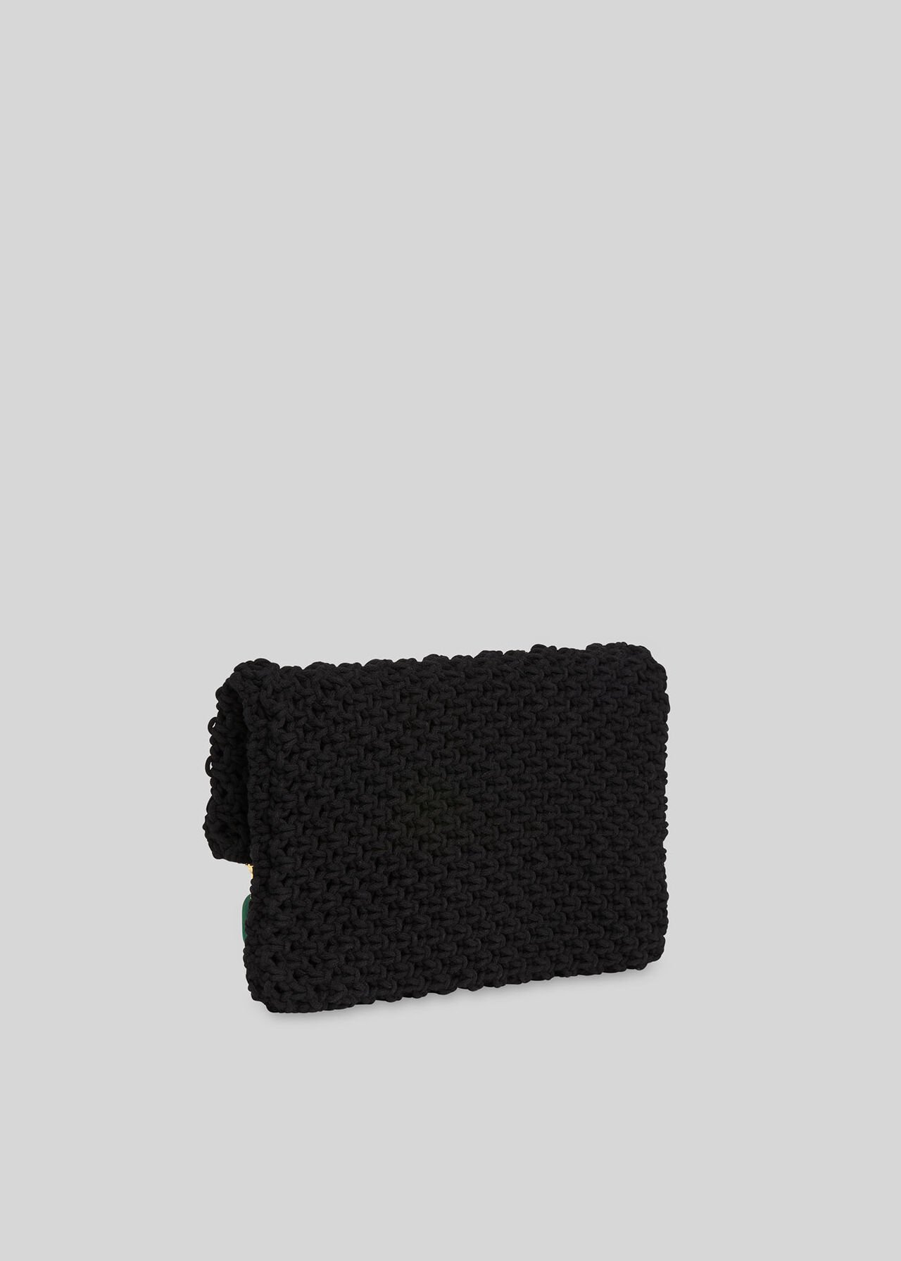 Macrame Resin Zip Clutch Black