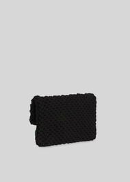 Macrame Resin Zip Clutch Black