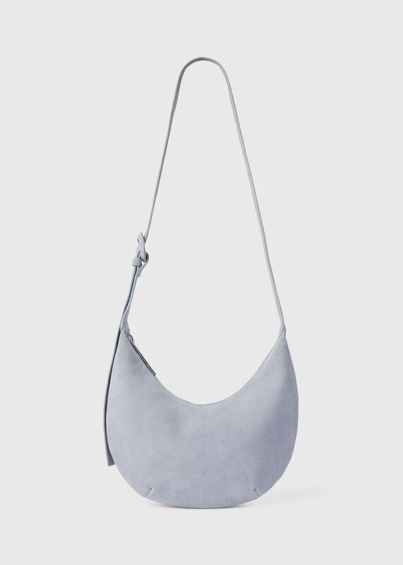 Blue Small Sia Suede Crossbody Bag