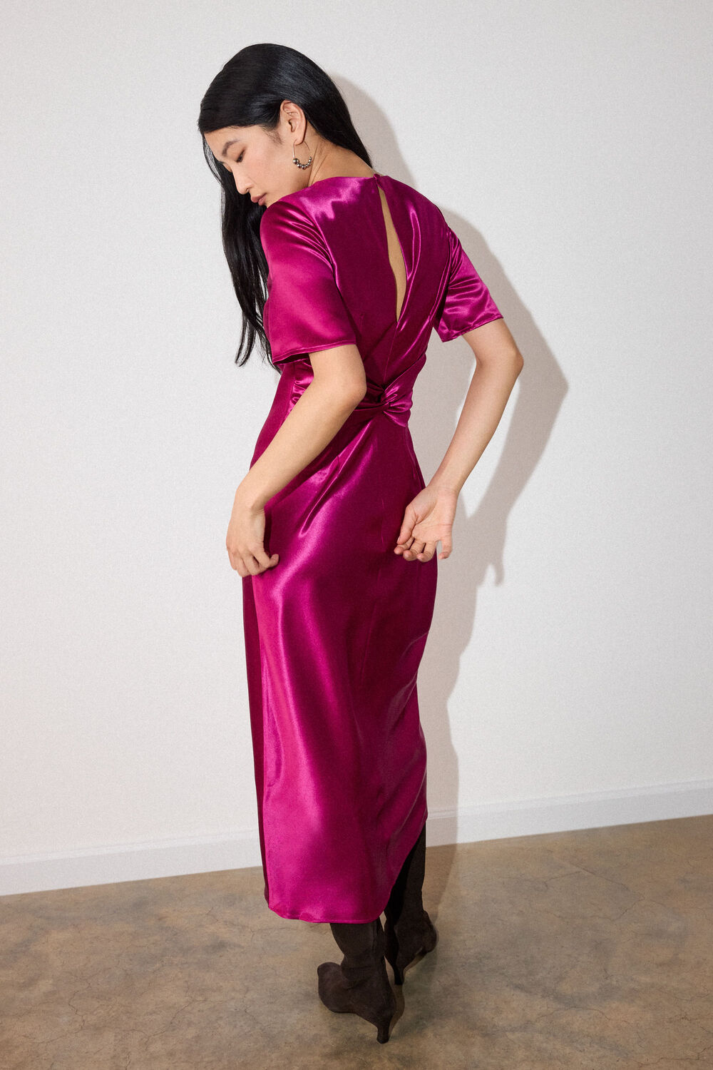 Pink Avery Satin Twist Dress