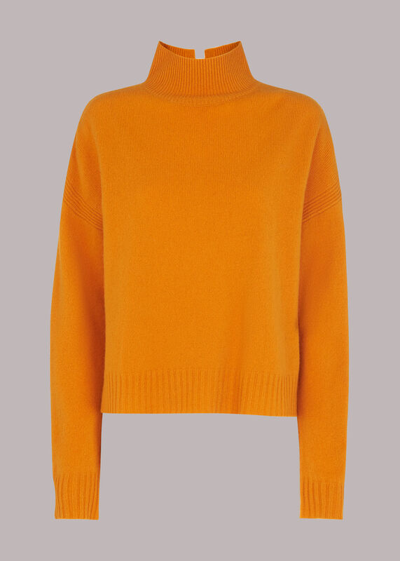 Wool Split Funnel Neck Jumper
