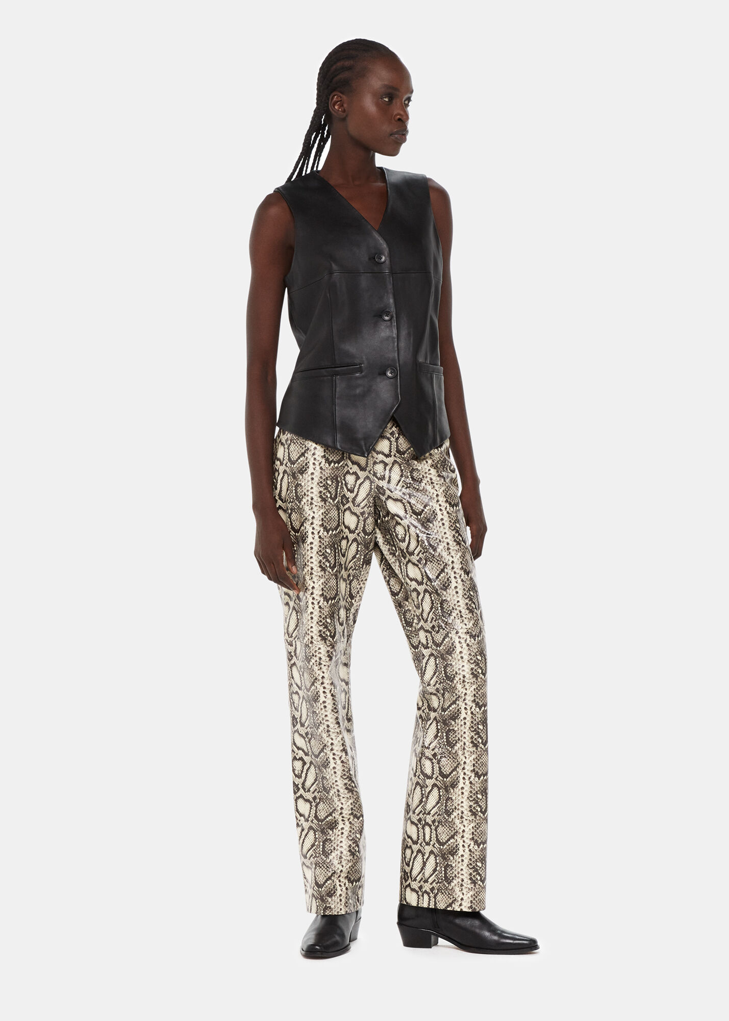 Leather shop snakeskin trousers