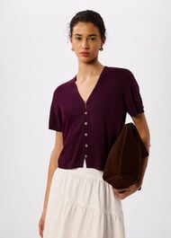 Short Sleeve Button Front Knit