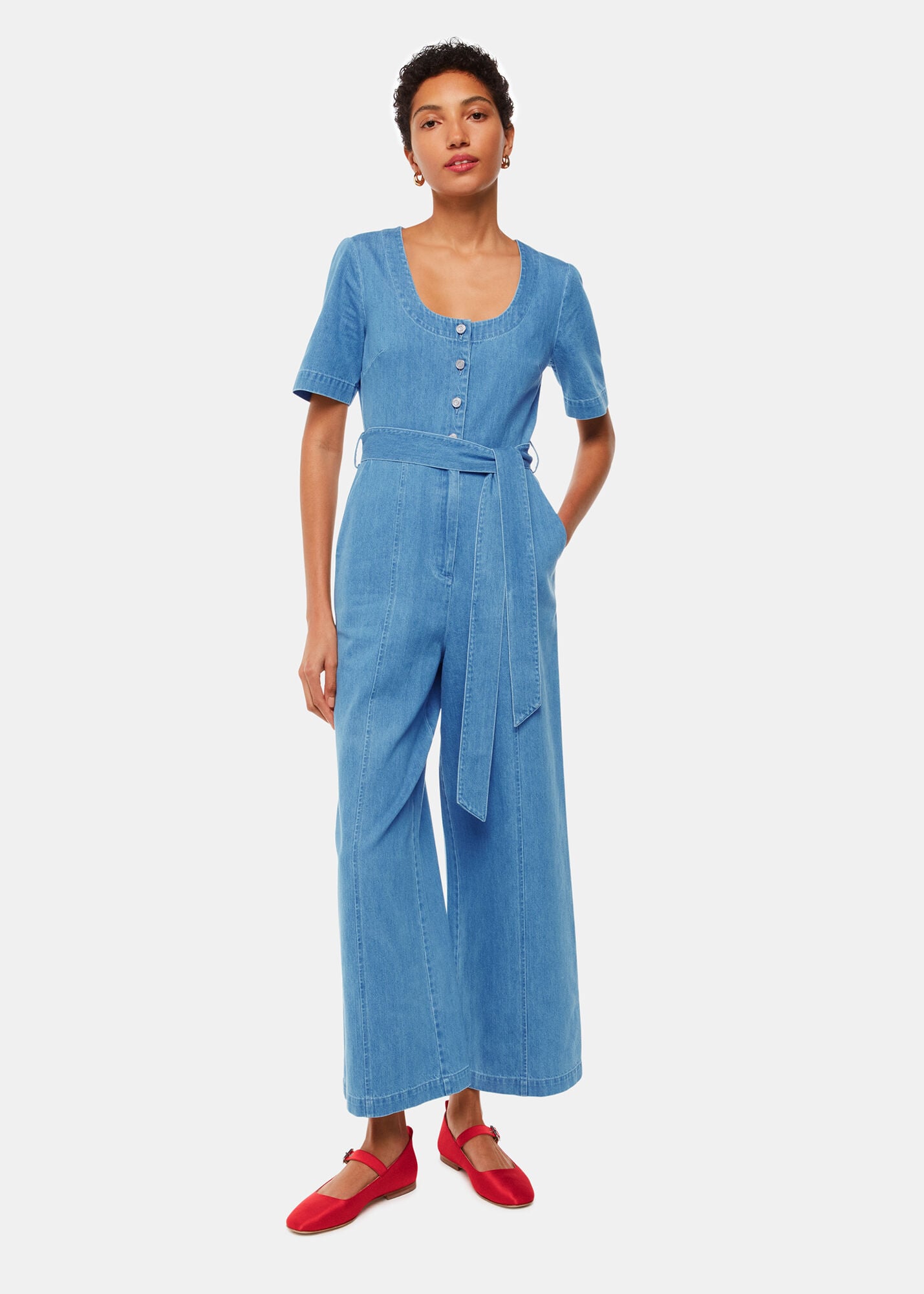 Denim Freyja Denim Jumpsuit | WHISTLES | Whistles ROW |