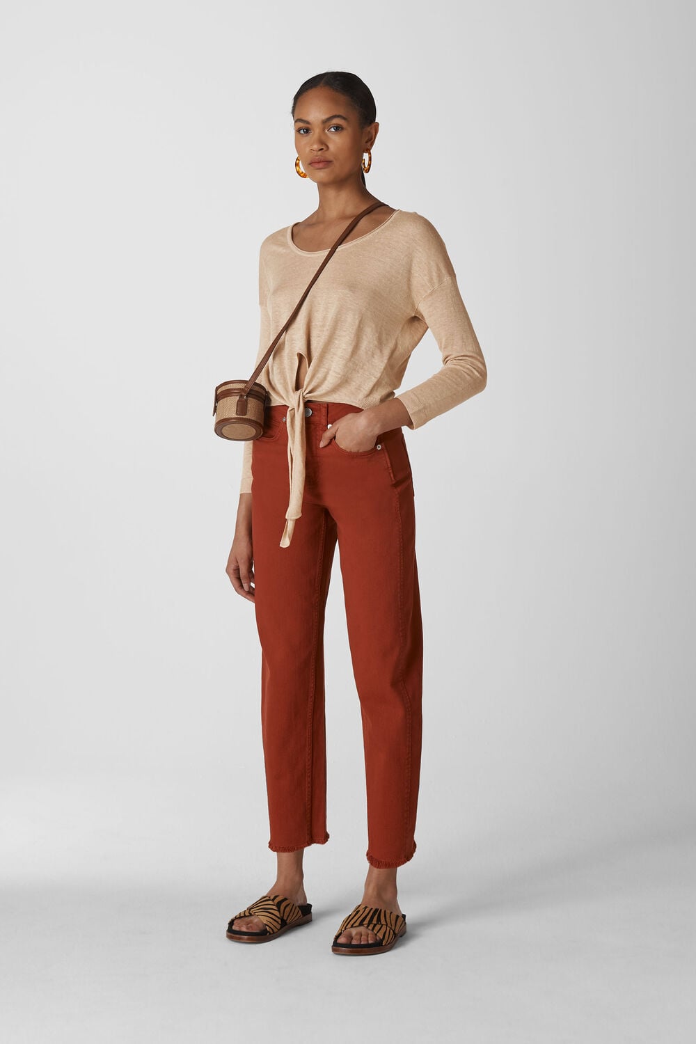 Tie Front Light Knit Neutral