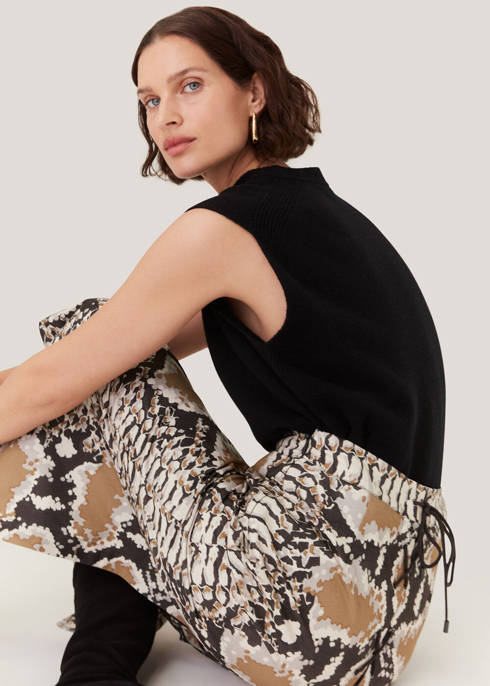Snake Print Midi Skirt