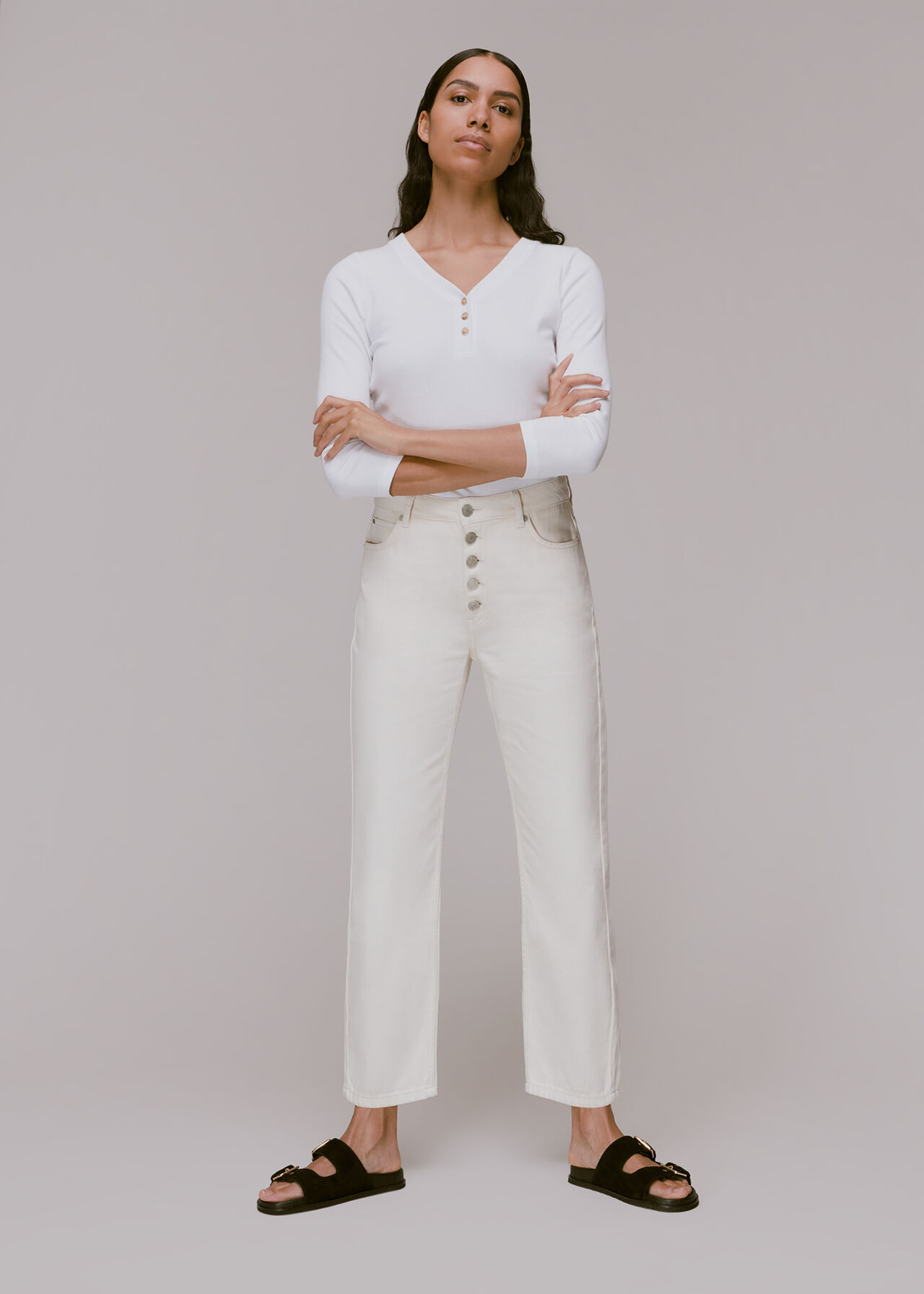 Paiton Ribbed Button Front Top