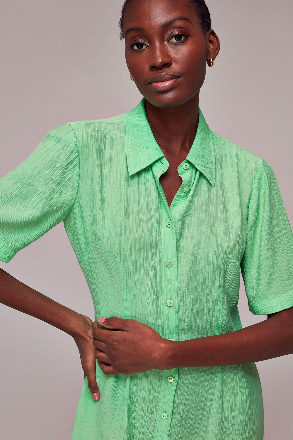 Millie Plisse Shirt Dress